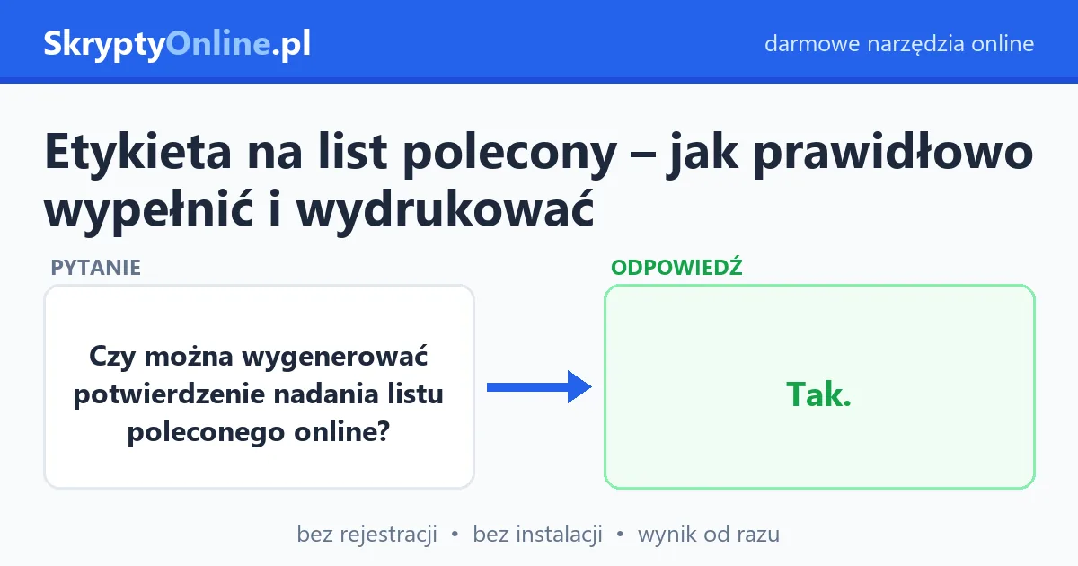 Etykieta na list polecony – jak prawidłowo wypełnić i wydrukować