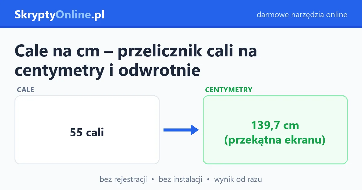 Cale na cm – przelicznik cali na centymetry i odwrotnie – przykład działania: przed i po