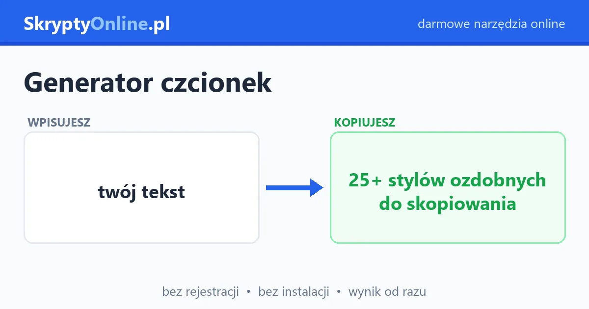 Generator czcionek – ozdobne czcionki Unicode, przykład działania: przed i po