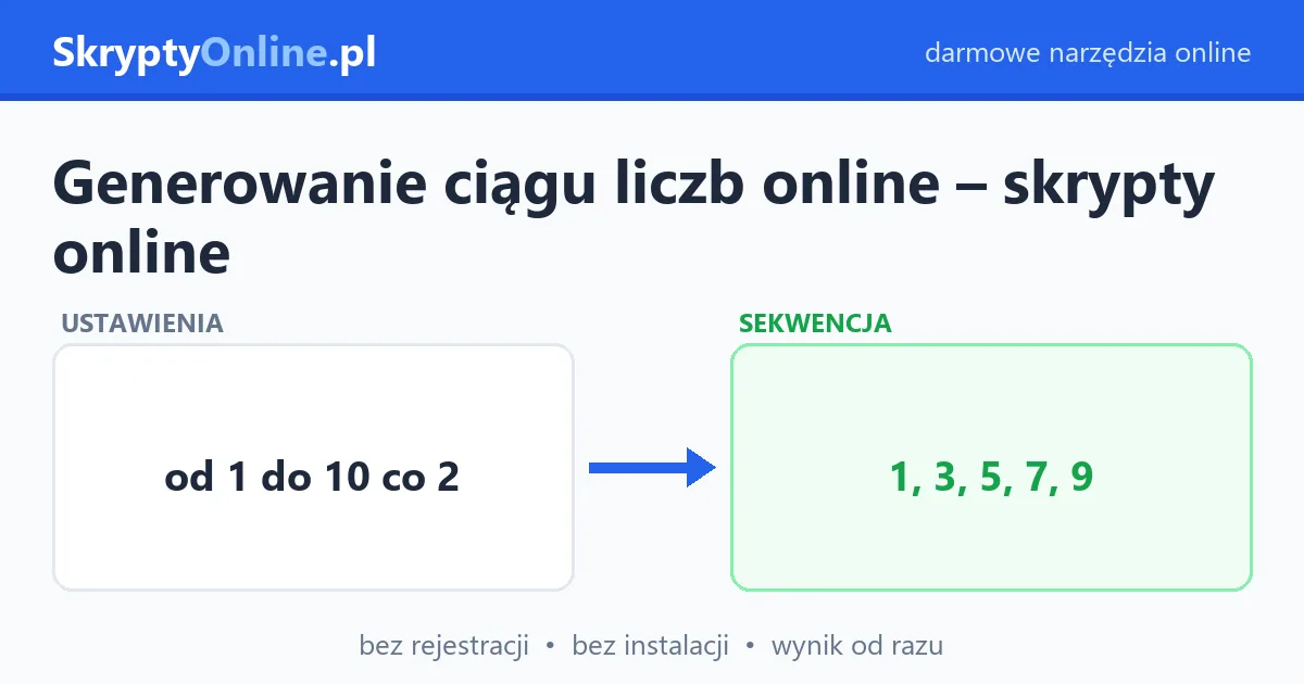 Generowanie ciągu liczb online – skrypty online – przykład działania: przed i po