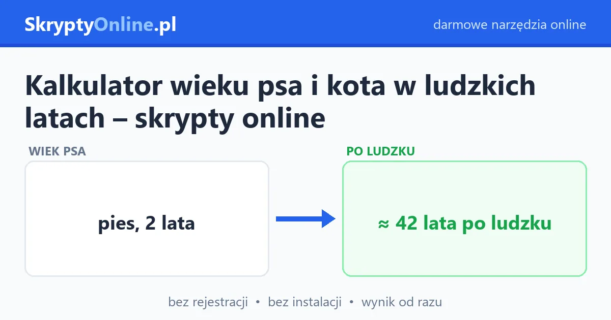 Kalkulator wieku psa i kota w ludzkich latach – skrypty online — przykład działania: przed i po