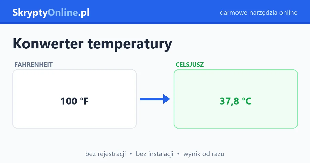 Konwerter temperatury – Celsjusz, Fahrenheit, Kelwin online — przykład działania: przed i po