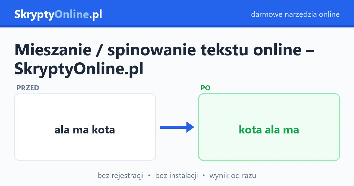 Mieszanie / spinowanie tekstu online – SkryptyOnline.pl – przykład działania: przed i po