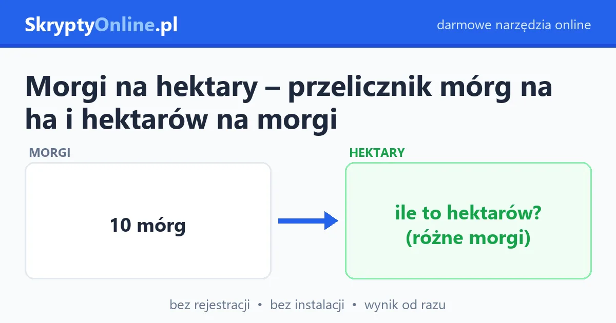 Morgi na hektary – przelicznik mórg na ha i hektarów na morgi – przykład działania: przed i po