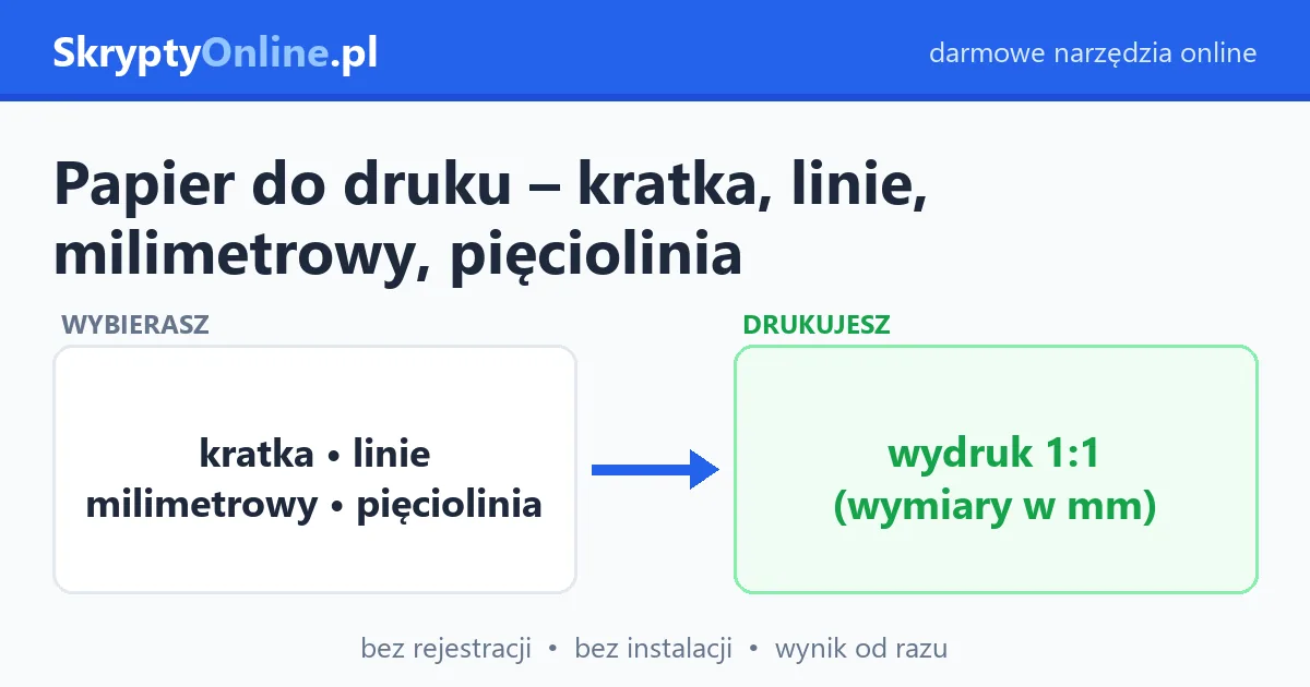 Papier do druku – kratka, linie, milimetrowy, pięciolinia — przykład działania: przed i po