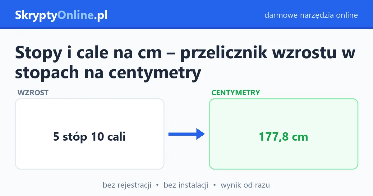 Stopy i cale na cm – przelicznik wzrostu w stopach na centymetry – przykład działania: przed i po