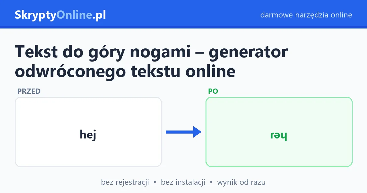 Tekst do góry nogami – generator odwróconego tekstu online – przykład działania: przed i po