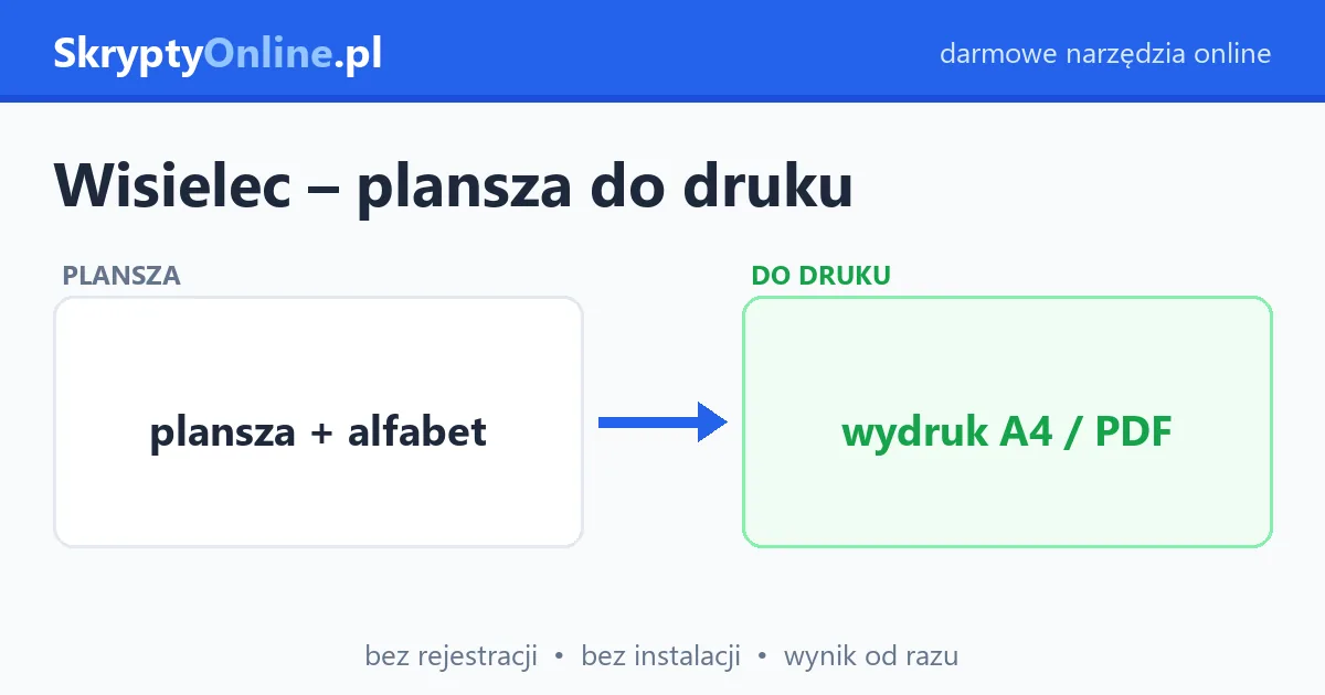 Wisielec – plansza do druku – przykład działania: przed i po